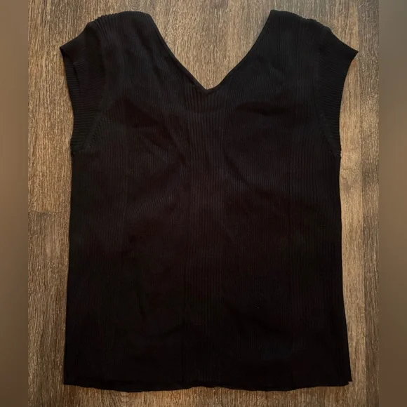 Nine & Co. 100% Cotton Black Sleeveless V-Neck Blouse Size Large - Picture 4 of 4